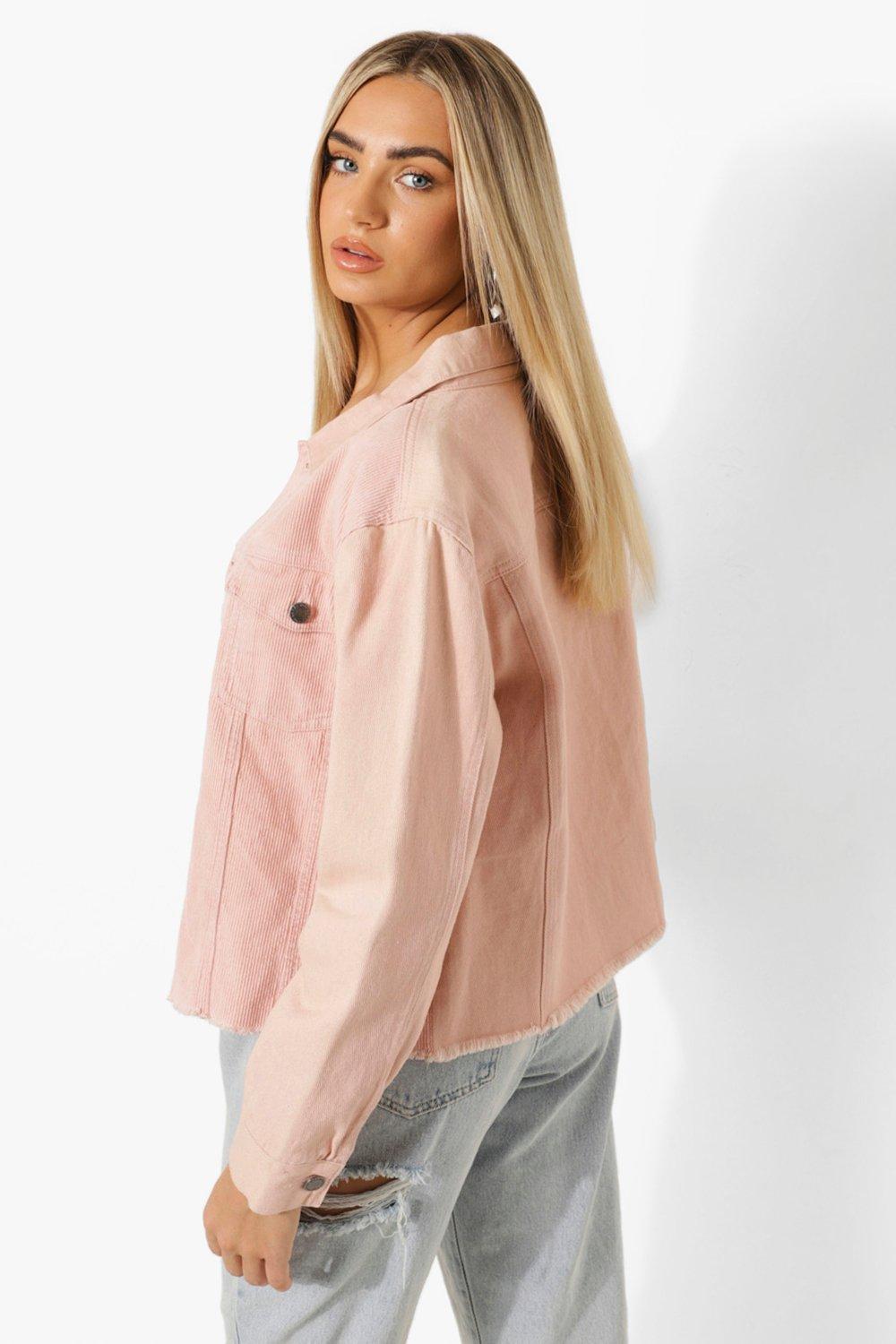 Pink cord denim jacket sale